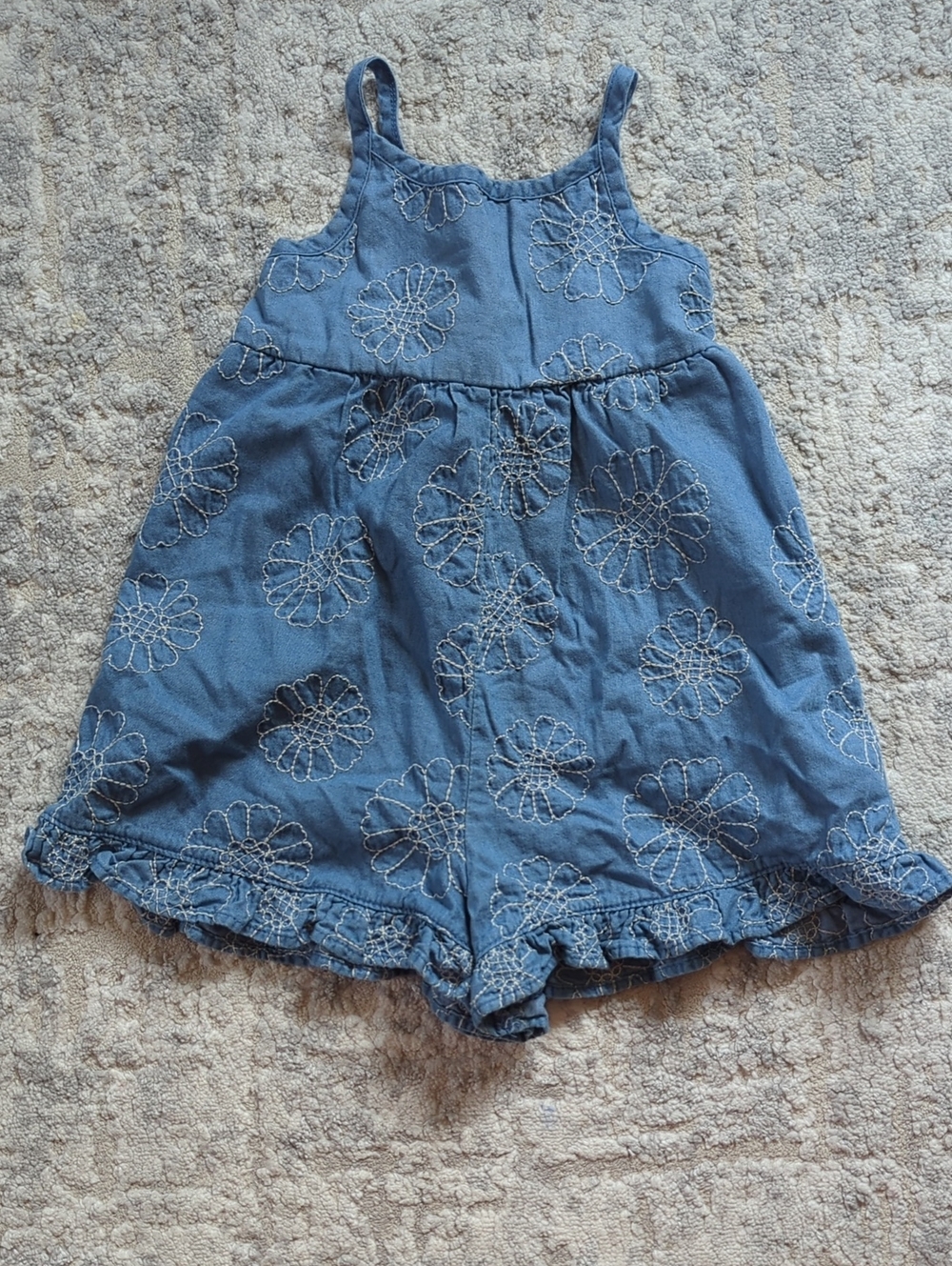 Wonder Nation Light Blue Floral Embroidered Romper Size 3T